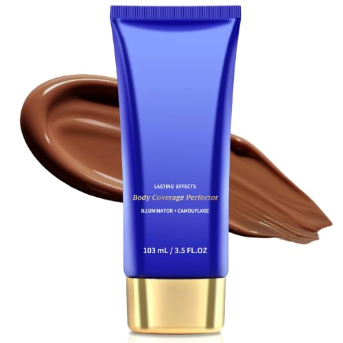 Body Coverage Perfector, Waterproof Full Coverage Tatoo Cover Up Concealer for Scars Freckle Dark Spots, Sweatproof Body Leg Make Up Foundation with Long Lasting for Women, 3.5oz Deep Radiance