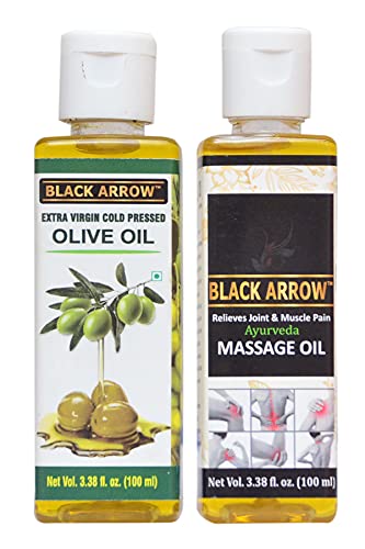 Black Arrow Massage & Joint Pain Oil for Pain Relief in Back, Leg, Knees, Shoulder, Joints- 100 ml (Free 100 ml Extra Virgin Cold Pressed Olive Oil) 100ml + 100ml = 200 ml Black Arrow Massage & Joint Pain Oil for Pain Relief in Back, Leg, Knees, Shoulder, Joints- 100 ml (Free 100 ml Extra Virgin Cold Pressed Olive Oil) 100ml + 100ml = 200 ml