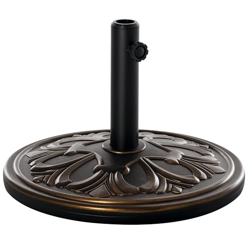 Outsunny Base de Sombrilla Peso 13 kg Soporte para Parasol Redondo de HDPE y Cemento para Poste de Paraguas de Ø35/38/48 mm para Terraza Patio Jardín Playa Ø48x34 cm Bronce
