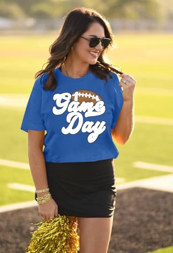 Game Day Shirts for Women Football Graphic Sunday Funday Tee Vintage Casual Football Season Short Sleeve Tee Tops4