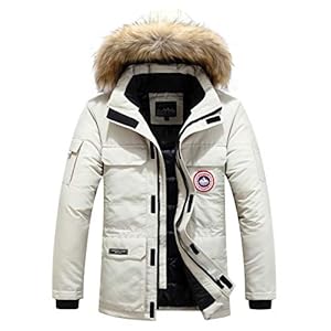 moxishop Winterjas voor heren, met bontkraag en afneembare capuchon, warme winterjas, winterparka, overgangsjas