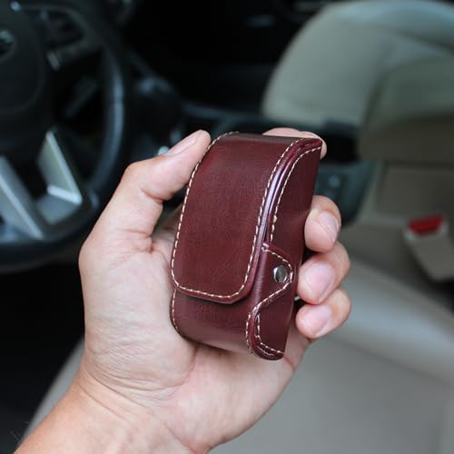 Image of Orsus Folding Glasses Hard Case with Belt Clip 3.4x1.4 In, Waist EDC Case for Folding Sunglasses Reading Glasses Black Brown