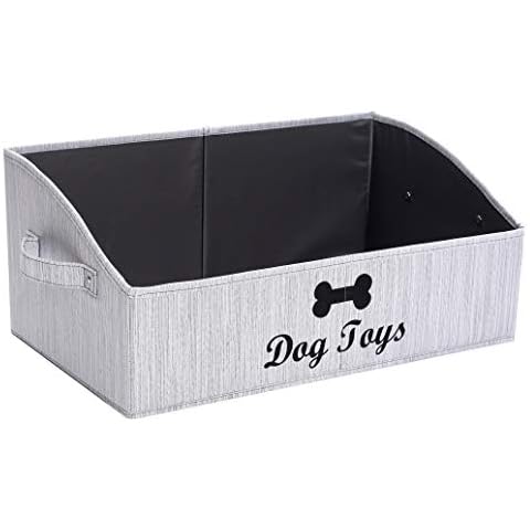 Morezi Dog Toy Basket Dog Toy Box Dog Toy bin Storage Perfect for organizing pet Toys, Blankets, leashes, chew Toys in Living Room Area, playroom, Closet, Shelf Gift Basket - Grey - Dog Cover