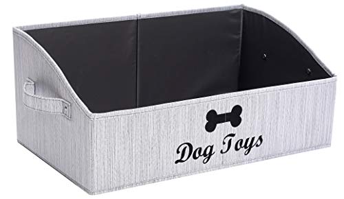 Morezi Linen-cotton blend dog toy basket and dog toy box, dog toy basket storage - Perfect for organizing pet toys, blankets, leashes, chew toys - Grey