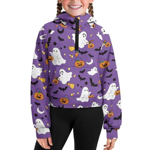 Girls' Hoodies Sweatshirts Half Zipper Pullover Crop Tops for Girls Long Sleeve Spring Fall Winter Outwear2