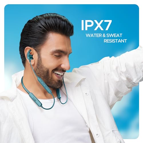 Image of boAt Rockerz 255 Pro+, 60HRS Battery, Fast Charge, IPX7, Dual Pairing, Low Latency, Magnetic Earbuds, Bluetooth Neckband, Wireless with Mic Earphones (Teal Green Indi)