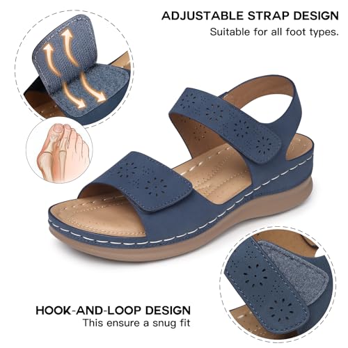 Image of SHIBEVER Women Flat Sandals Comfortable: Arch Support Sandals Dressy