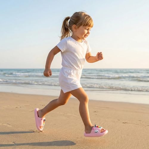 Image of Toddler Little Kids Slides Sandals Unicorn Dinosaur Bunny Beach Pool Shower Slides Anti-Skid Home Bath Slippers Cute Summer Outdoor Shoes for Girls and Boys