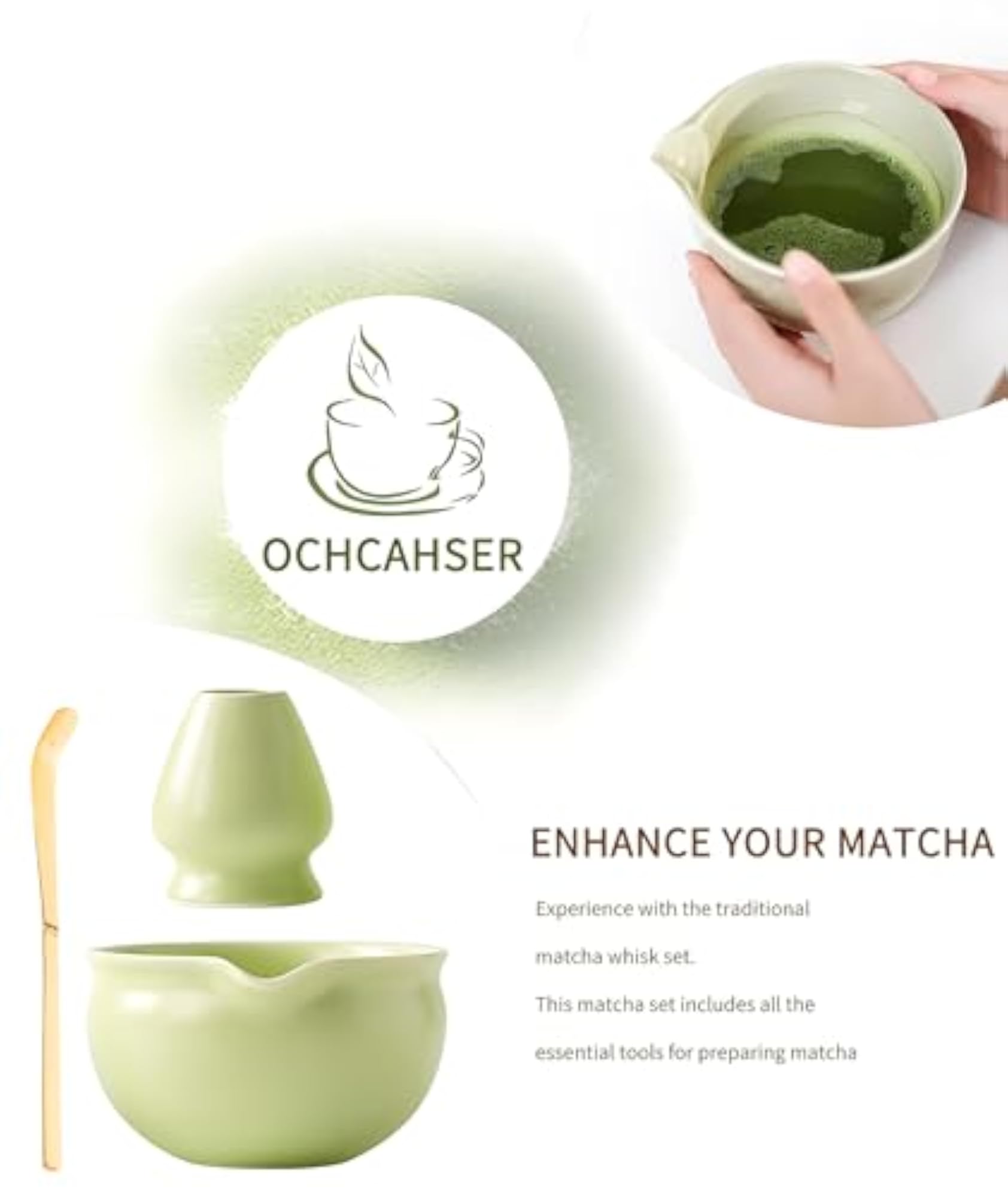 Complete Matcha Tea Set with Bowl and Whisk