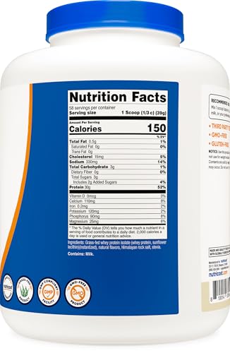 Image of Nutricost Grass-Fed Whey Protein Isolate (Vanilla) 5LBS | GMO-Free, Gluten Free, Natural Flavors