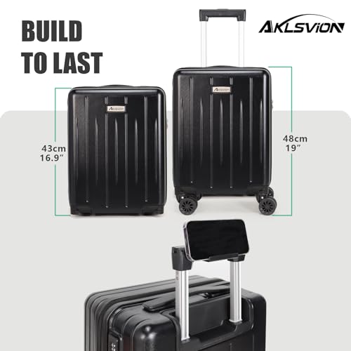 18-inch Carry-on Boarding Luggage: Equipped with Movable Wheels, TSA Approved,Under the Seat, Hard Shell Construction, Lightweight Bag with Essential Accessories (Jet Black)3