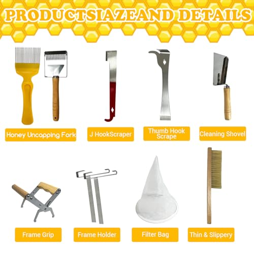 27 PCS Bee Keeping Starter Kit - Beekeeping Supplies, Honey Bee Hive Tools Bee Smoker Kit, Bee Keeper Supplies All with Jacket for Beginners and Professionals