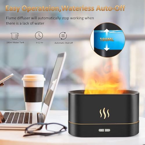 Image of Desidiya Diffuser for Room Moisture,Aroma Diffuser for Home,Cool Mist Small Quiet Air Humidifier,Ultrasonic Essential Oil Burner Electric for Car,Office,Babies,Home,Plant,Flame Diffuser LED,180 Ml