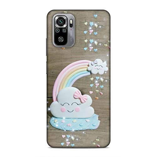Image of Printed Mobile Back Hard Case Cover for Xiaomi Redmi Note 10 / Xiaomi Redmi Note 10S | Smiley Cloud, Colourful Heart, Clay Art rainbow-2179