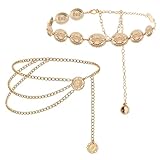 【Contenu de l'emballage】 Vous recevrez deux ceinture chaine dorée en or. Ces ceinture chaine festives uniques et attrayantes sont ornées d'une finition vieillie pour un look élégant et raffiné, mettant parfaitement en valeur votre charme et votre personnalité.
