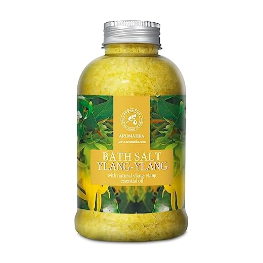 Sel de Bain Ylang Ylang 600g - Sel de Mer avec Huile Ylang-Ylang Essentielle - Meilleur pour un Bon Sommeil - Soulagement du Stress - Beauté - Bain - Soin du Corps - Bath Salts