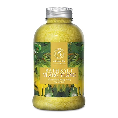 Sal de Baño con Aceite Esencial Ylang Ylang 600g - Espuma de Baño - Baños de Burbujas - Cuidado del Cuerpo - Buen Sueño - Bienestar - Relajación - Aromaterapia - Aroma Ylang