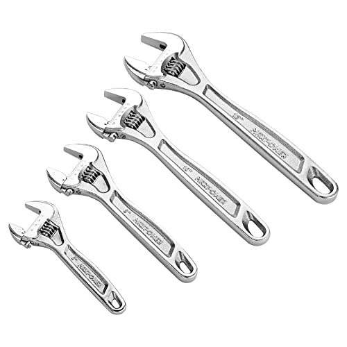 Maxpower 4Pcs Adjustable Wrenches Set, Professional Adjustable Shifter Movable Spanner Set With Wide Jaw Capacity, Drop Forged Wrench With Chrome Finish, Set Includes 6-Inch, 8-Inch, 10-Inch, 12-Inch #TOP10