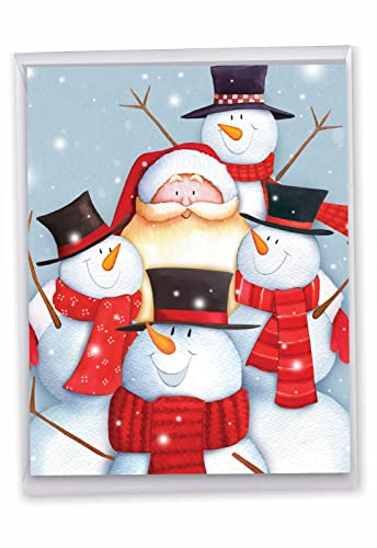 The Best Card Company - Big Group Christmas Card (8.5 x 11 Inch) - Fun Animals, Festive Holiday Greeting Card from All of Us - Santa Selfies J6738HXSG-US
