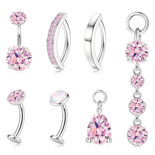 Morfetto Piercing Nombril Anneau Or Acier Chirurgical Inoxydable - Clicker Percing Au Nombril Pendant Anneau Grossesse Doré CZ Belly Button Ring pour Femmes...