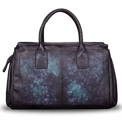 Genuine Leather Top Handle Handbag Satchel For Women Handmade Vintage Handbags Purse Retro Cowhide Crossbody Hobo Bag Purses (Multicolor) #TOP2