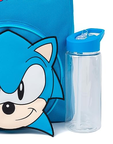 Sonic The Hedgehog Boys Backpack Set | Blue Sonic Design | Comes with Pencil Case and Water Bottle