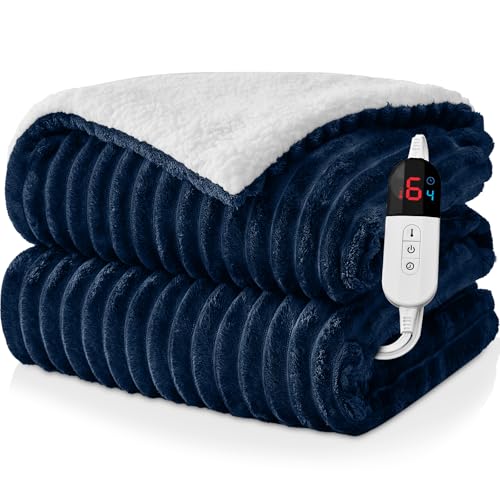 Easthome Electric Heated Throw Blanket - 50'x60' Fast Heating Bed Blankets with 6 Heating Levels & 4...