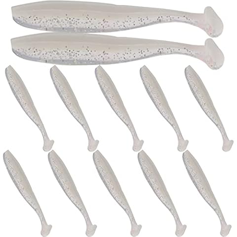 Funzhan Soft Fishing Lures for Bass Swim Baits Proven Color Portable Box Paddle Tail Saltwater Freshwater Trout Catfish 10pcs 2'' Cover
