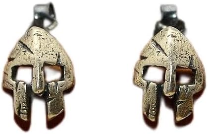 925 Sterling Silver Spartan Mask Stud Earring for Teens Men Gothic Mask Earring Unisex Fine Jewelry