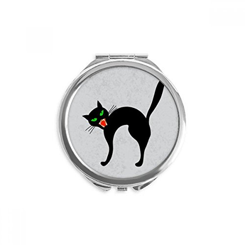 Miroir halloween chat noir de maquillage de poche rond portable à la main multicolore