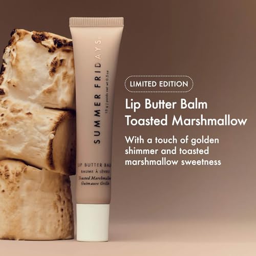 Image of Summer Fridays Lip Butter Balm - Moisturizing Lip Gloss for Instant Shine + Sheer Color - With Nourishing Shea Butter - Everyday Makeup + Skin Care Summer Essentials - Toasted Marshmallow (.5 Oz)