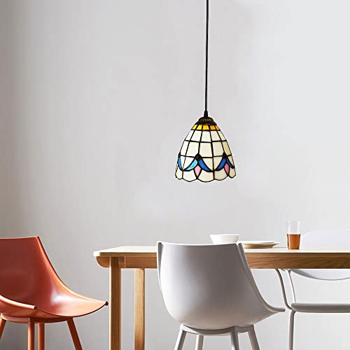 Lustre et lampe suspendue à LED en vitrail d'exception pour salon