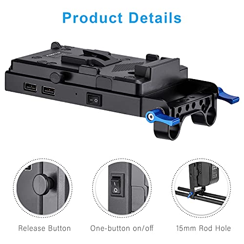 Fomito V-Mount Lock Battery Plate Power Adapter With 15Mm Rod Clamp For Canon Eos 5Ds thumb #4