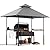 Grill Gazebo 8'x 5' Outdoor Grill Canopy BBQ Gazebo w/Air Vent, Barbecue Gazebo Canopy with 7 Hook Tools for Patio Backyard Barbecue Picnic, Grey