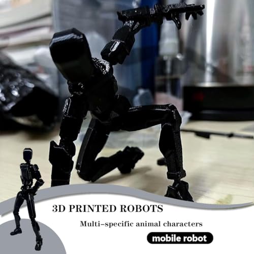Image of 2Pcs Action Figure, Dummy Robot Toy for DIY Assembly, Desk Decor, Photography Props, Art Model, Collectible Display, Black and White Set