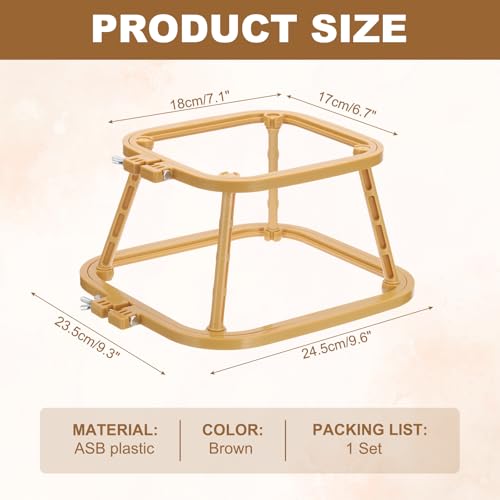 Image of PATIKIL 7.1 inch x 6.7 inch Square Embroidery Hoop Stand, Adjustable ABS Plastic Cross Stitch Stand Hands-Free 2-Tier Embroidery Hoop Holder Punch Needle Frame for Sewing Arts Needlework, Khaki