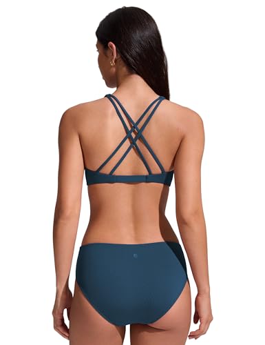 Image of CRZ YOGA Twist Front Bikini Tops | Removable Pads, A-C Cup, V Neck, Criss Cross Back, Swim, Bathing Suit Bra for Women