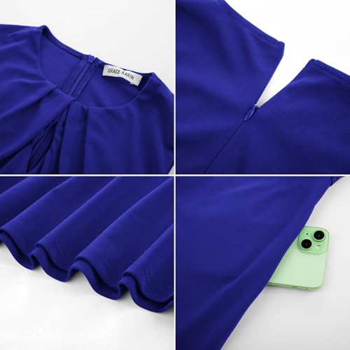 Image of GRACE KARIN Women 2026 Work Dress Sleeveless Tie Waist Elegant Party Cocktail A Line Flowy Midi Dresses with Pockets
