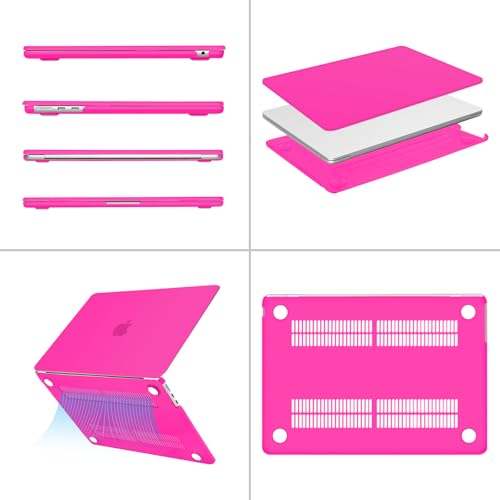Image of MOSISO Compatible with MacBook Air 13 inch Case M5 2026 M4 2025 M3 M2 2024-2022 A3449 A3240 A3113 A2681, Hard Shell&Keyboard Cover&Screen Film&Type C for MacBook Air 13.6 inch Case, Bright Rose