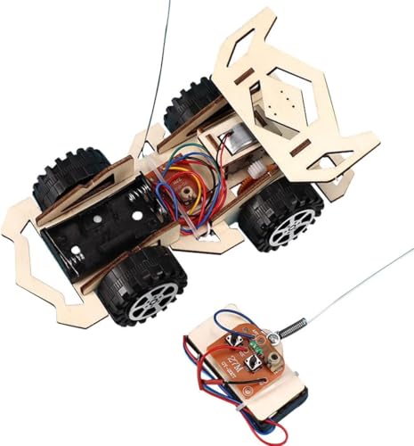 Electrobot Remote Control Racing Car Kit F4 - Educational Science Experiment Kit for Kids, Safe Wooden Construction, Includes Remote Control for Interactive Play