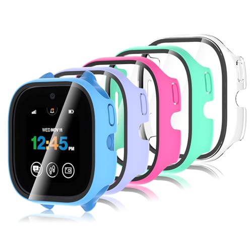 Simpeak 5-Pack Screen Protector Case Compatible with Gizmo Watch 3 ONLY Hard PC Tempered Glass Bumper Case Cover Compatible with Gizmo Watch 3 (Clear/Purple/Pink/Blue/Green)