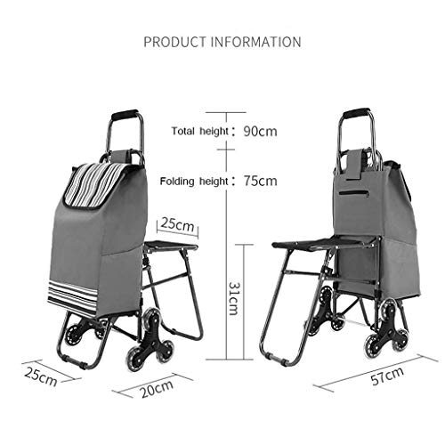 PAKUES-QO Klettertreppe Einkaufstrolley Leichte, Faltbare Reisemobilitätswagentasche Mit Wasserdichtem Oxford-Stoffbezug… – Bild 8