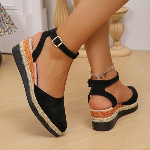 Women's Suede Wedge Sandals Closed Toe Platform Comfortable Casual Shoes for Daily Wear and Travel2