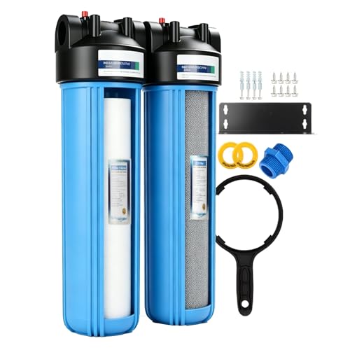 Système filtration 2 étapes eau potable charbon actif sédiments 20 pouces
