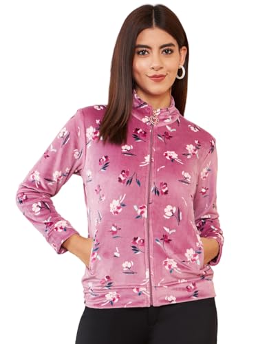 Image of Modeve Floral Printed Stand Collar Lightweight Tailored Jacket