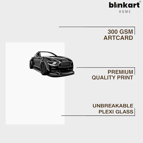 Image of BLINKART Ford Mustang Shelby GT500 CarFramed Posters Gift Items Boys Room Wall Decoration Bedroom Office Studio Synthetic Wood Frame & Acrylic Glass Ready to Hang - 12x8 Inch, (A4 Size) - CAR-002