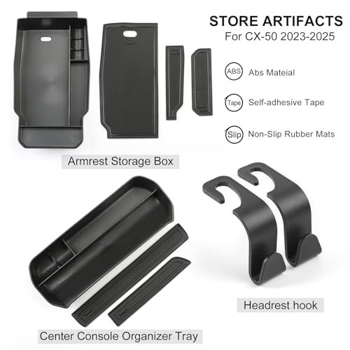 Birbenben 4PCS for Mazda CX50 and CX-50 hybrid Center Console Organizer Tray, Armrest Storage Box for Mazda CX50 CX 50 2025 2024 2023 Prime Insert Secondary Box, Must Have Interior Trim Accessories by Birbenben - Image 2