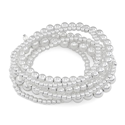 Napier Silver Stretch Bracelet features 7 rows of polished silver beads to creat ever popular stackable look