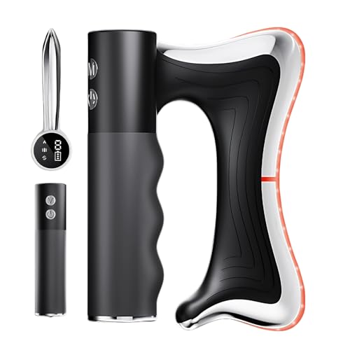 Heated Muscle Scraper 2026 New Upgrad v2 Pro with Vibration Large Handle for Effortless Grip Electric Gua Sha Muscle Scraper Tool Multifunctional Electric Fascia Knife Gifts for Family Black