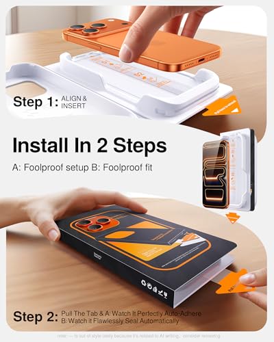 Image of SMARTDEVIL 2 Pack Tempered Glass Screen Protector for iPhone 17 Pro | SmartPull Box Bubble-Free Instant Install Applicator, 9H Military-Grade Protection, Case-Friendly